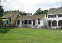 Three of the few remaining homes in the historic Weeksville Heritage Center in Brooklyn NY